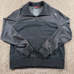 Puma‎ Track Jacket Full Zip Athletic Sportswear Black Pinstripe Collar Large gym